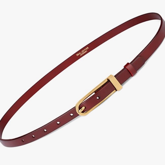 Womens 0.6” Thin Waist Belts, CATELLES 1.4cm Skinny Full Grain Leather Fashion D main image 4